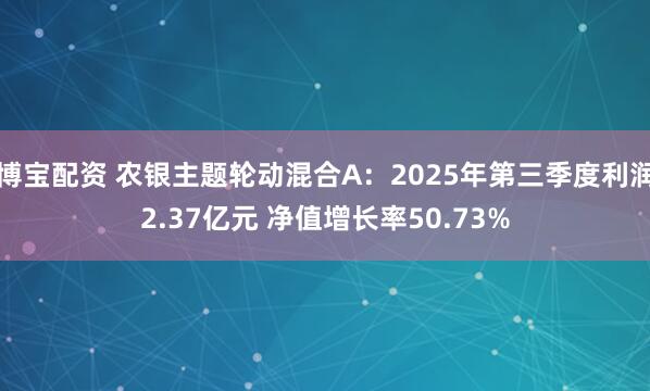 博宝配资 农银主题轮动混合A：2025年第三季度利润2.37亿元 净值增长率50.73%